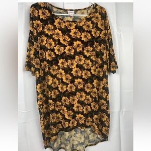 Lularoe Womens Yellow Sunflower Print Top Shirt Size M